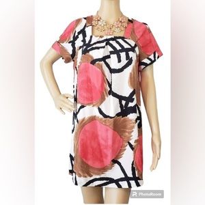 100% Silk Beautiful Alfani Abstract Short Sleeve Shift Dress